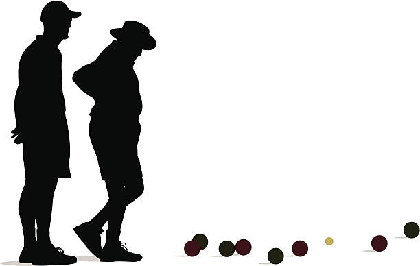 Silhouette bowls players